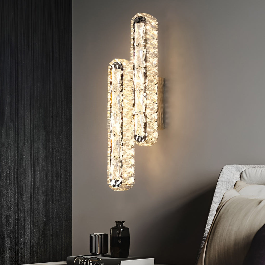 Modern Crystal LED Wall Sconce Lamp with Three-Step Dimming for Living Room