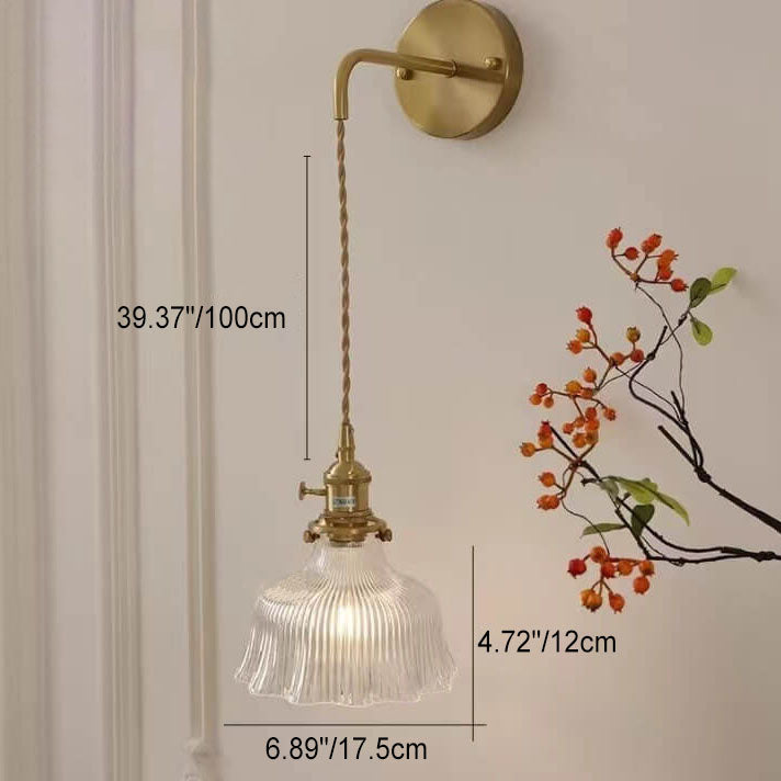 Nordic Copper Flower Glass Wall Sconce Lamp for Modern Home Decor