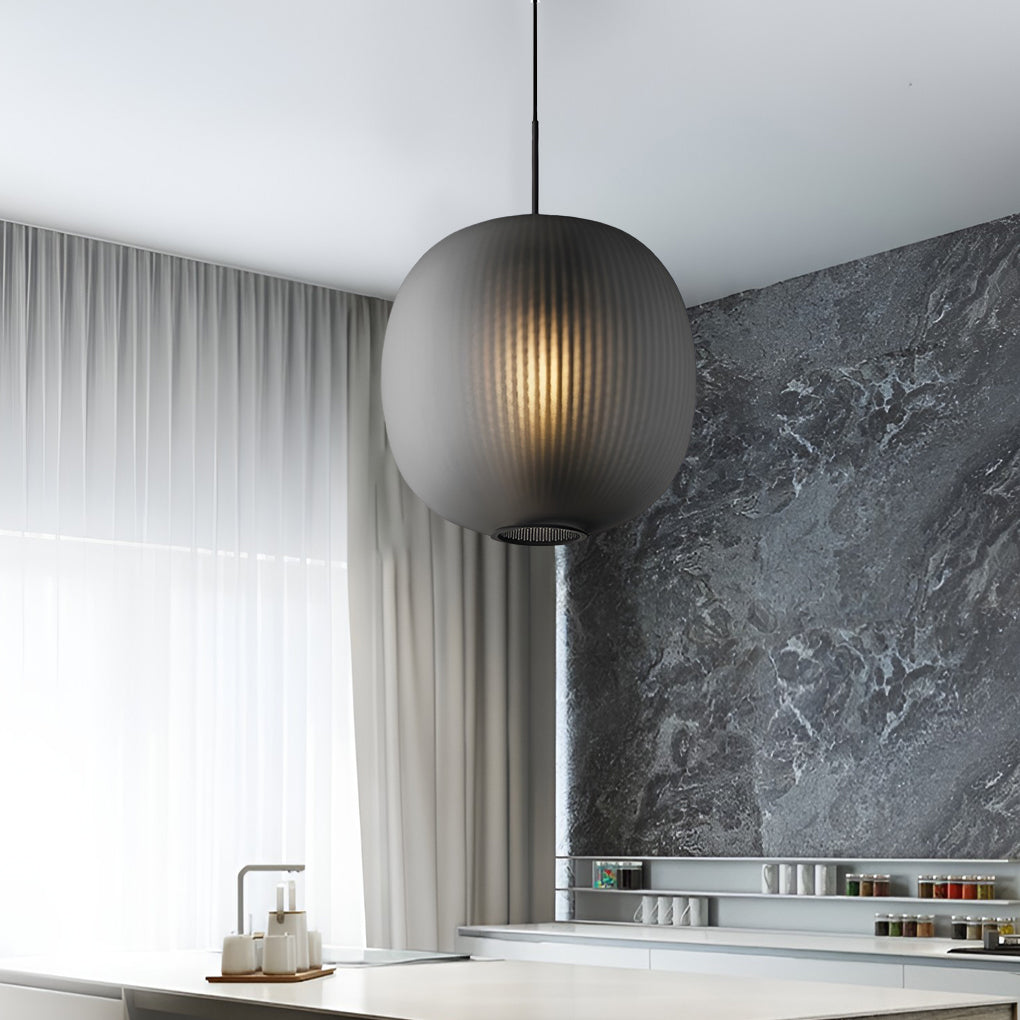 Modern Clear Glass Round Lantern LED Pendant Light for Living Room