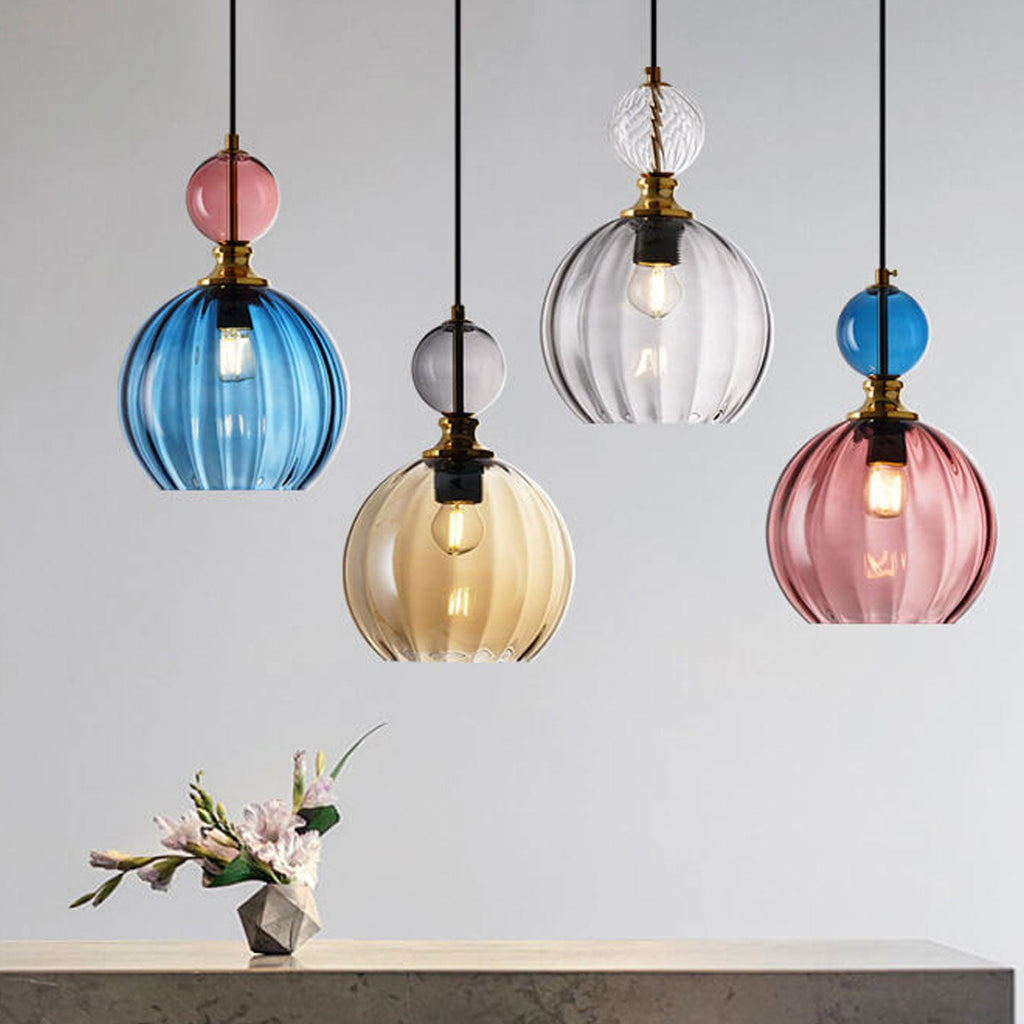 Creative Danish Striped Glass Round Chandelier for Modern Living Spaces