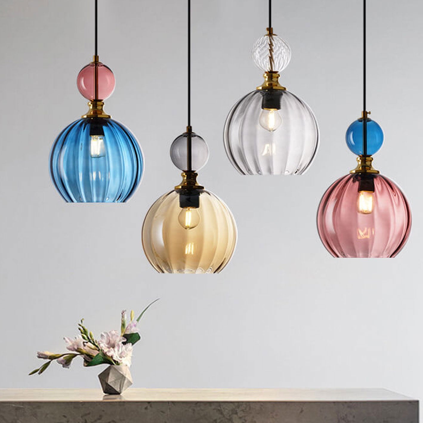 Creative Danish Striped Glass Round Chandelier for Modern Living Spaces