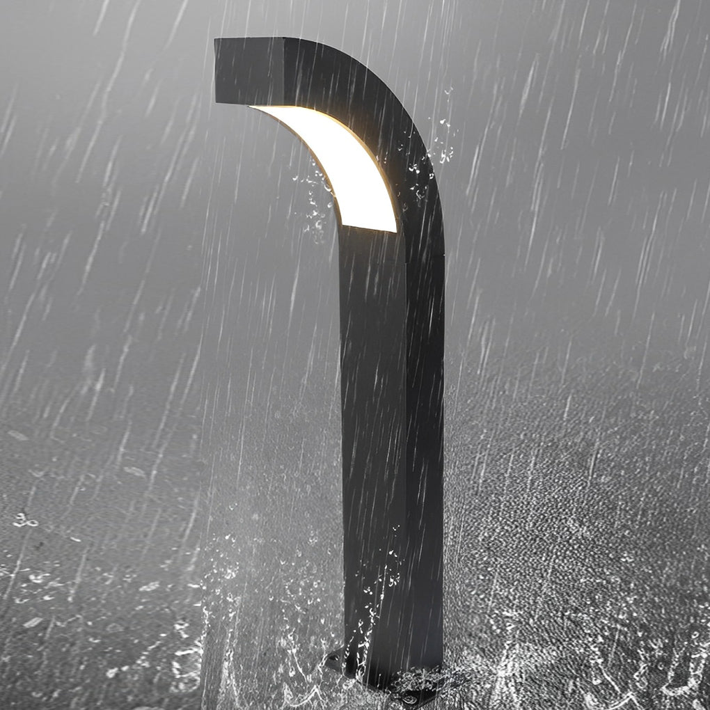 Minimalist Black Curved LED Landscape Path Lights for Outdoor Garden