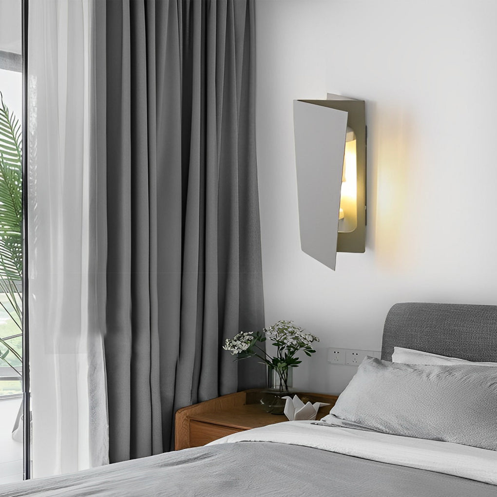 Modern Black Iron Folding Rectangular LED Wall Lamp for Living Spaces