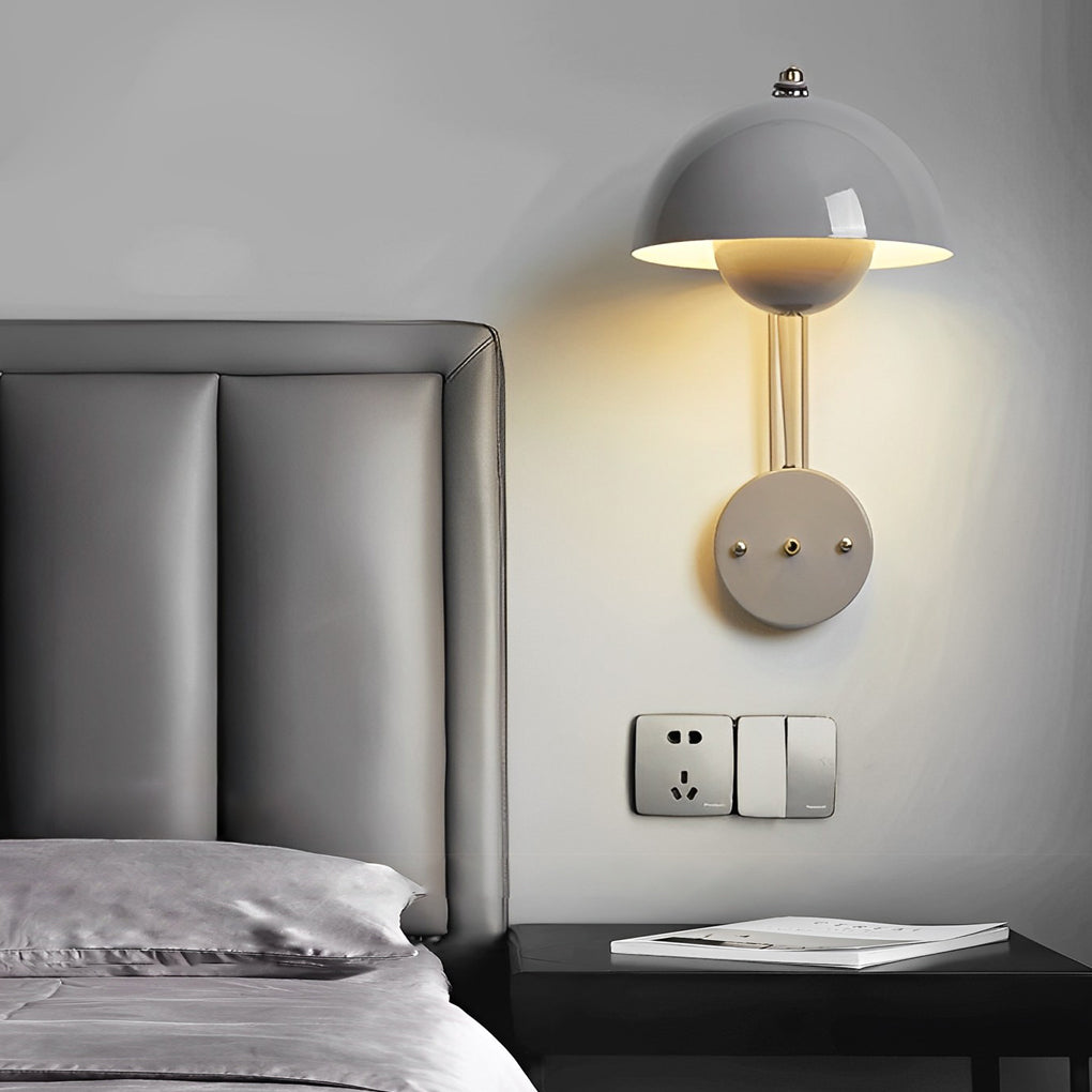 Nordic White Circular Three-Step Dimming Round Wall Sconce for Living Room