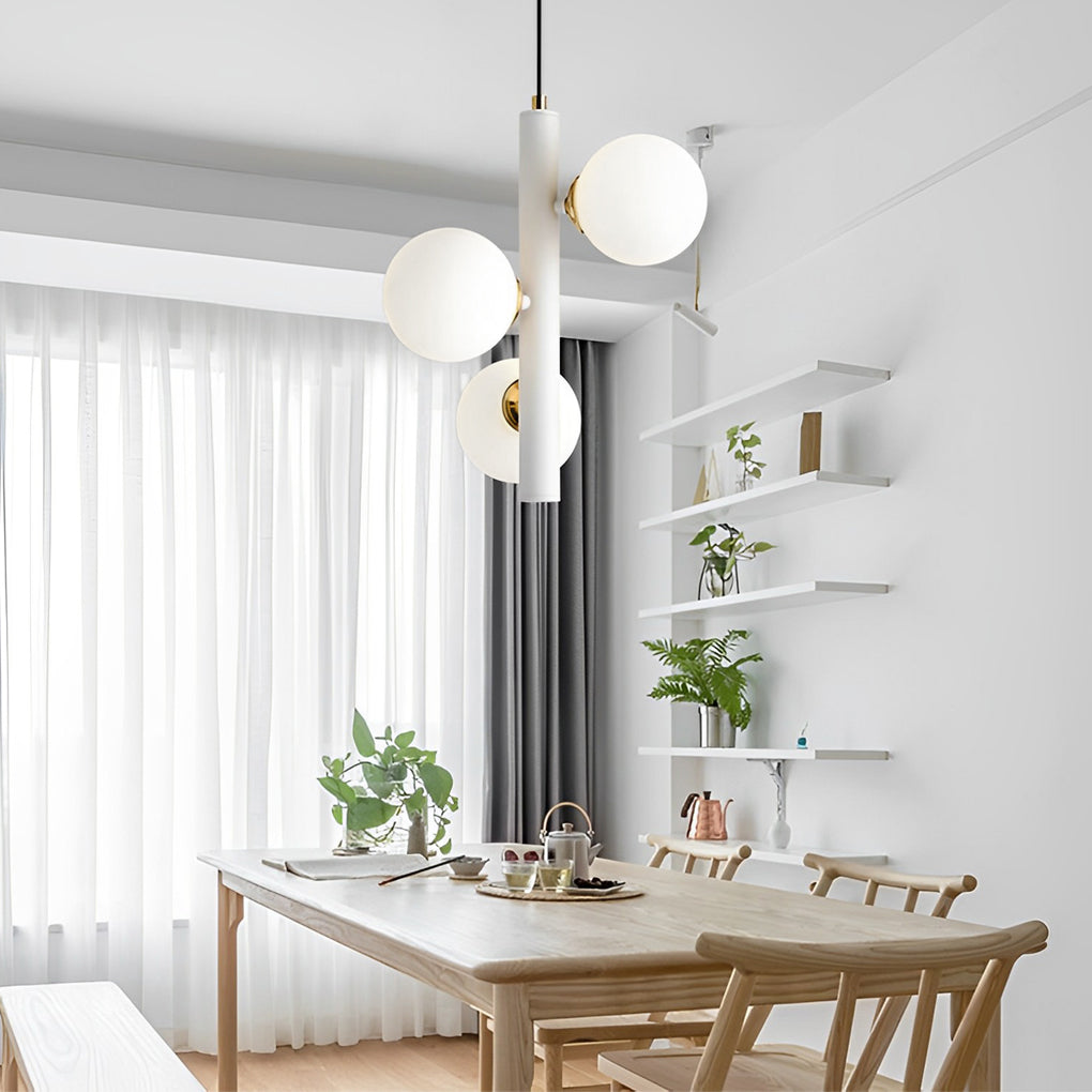 Nordic Glass Orb LED Chandelier Light for Stylish Dining Room Décor