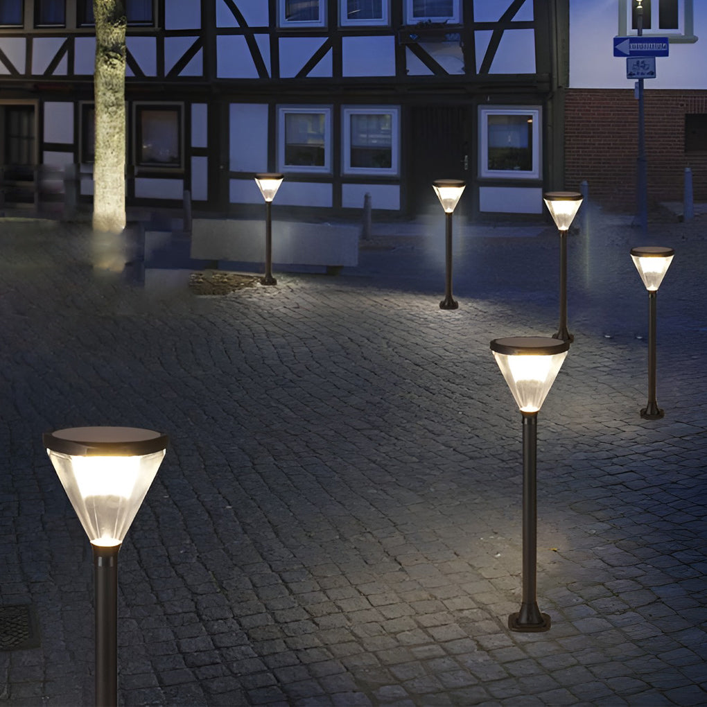 Sleek Gray Cone-Shaped LED Solar Path Light for Eco-Friendly Outdoors