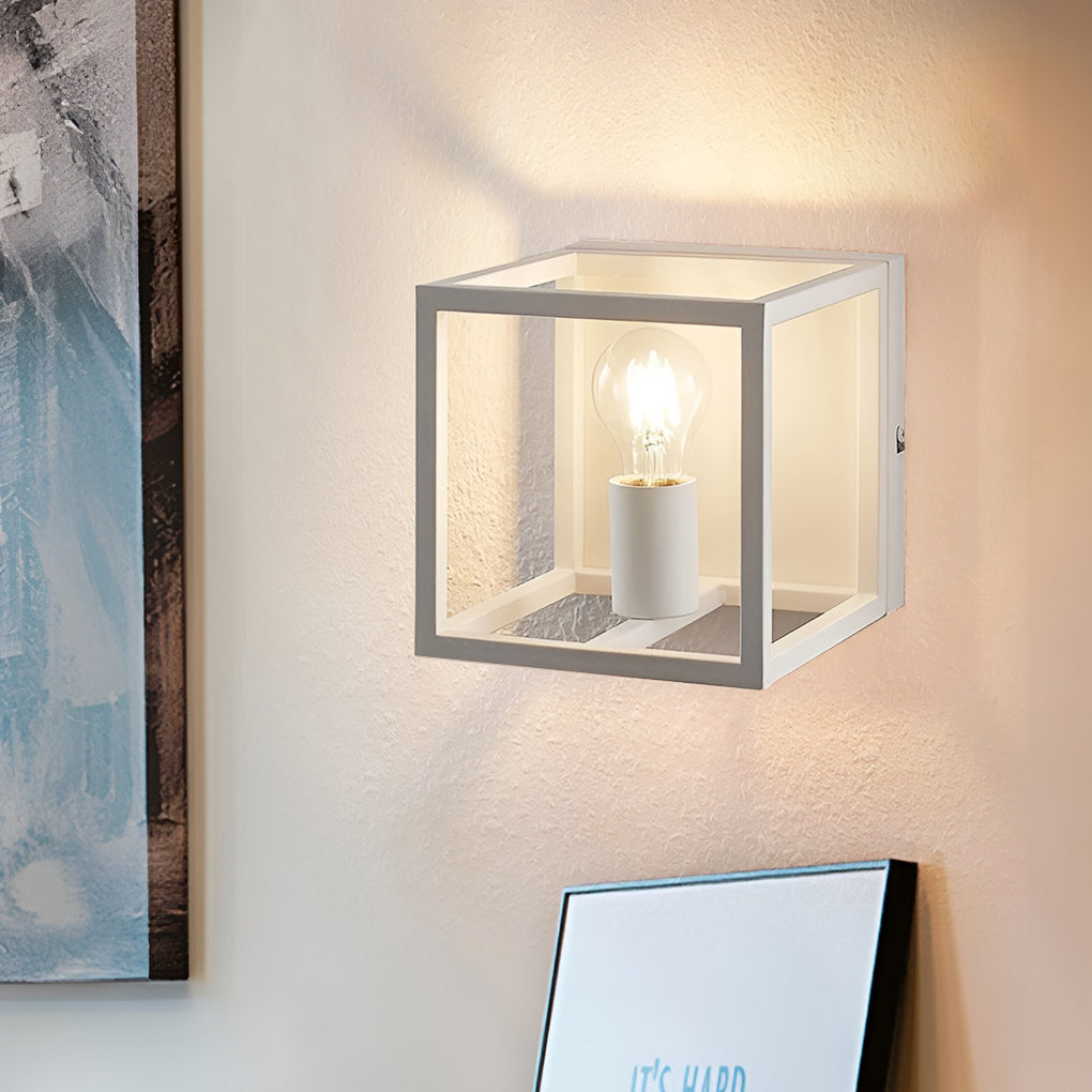 Modern Square Frame Black Wall Sconce - Stylish Lighting for Hallway