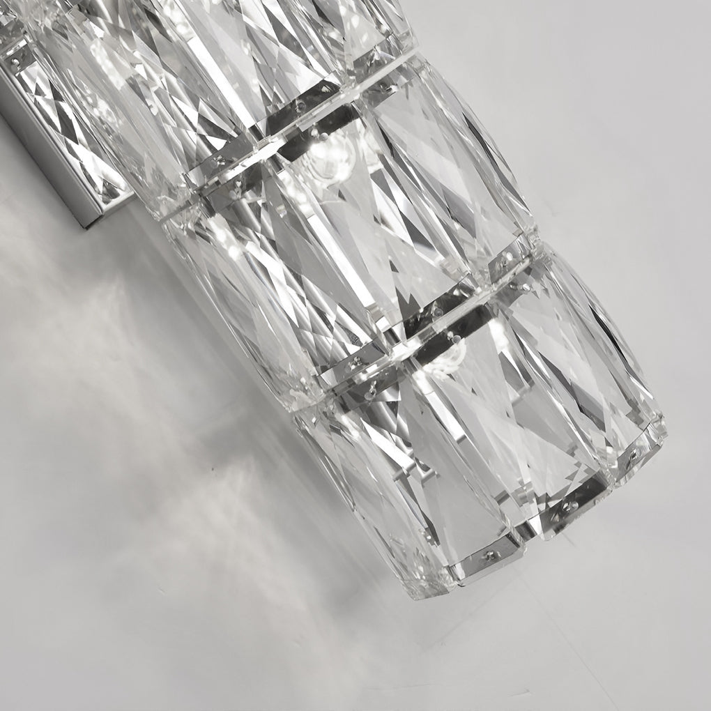 Modern Crystal Cylinder LED Wall Sconce Light Fixture for Living Room