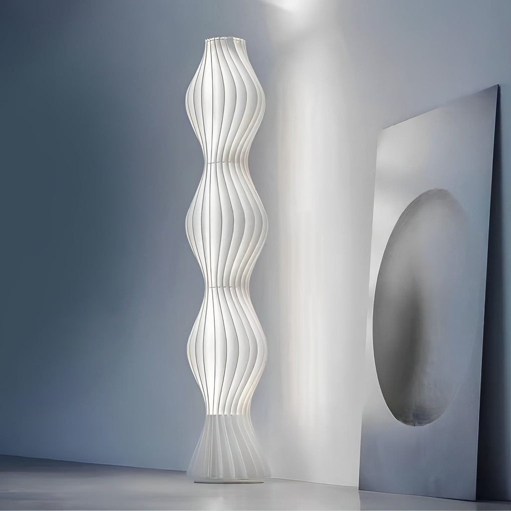 Modern Coastal Wavy White LED Floor Lamp for Beachy Living Room Decor