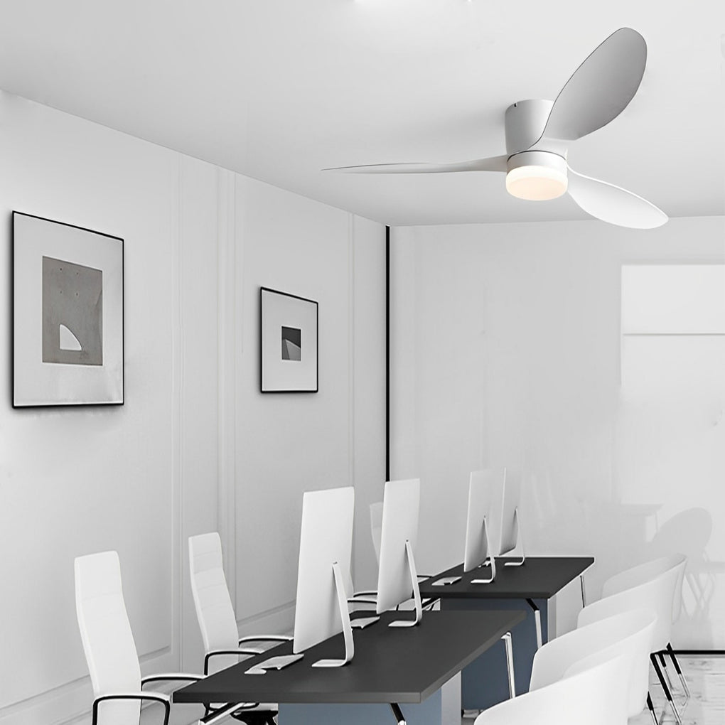 Dimmable 52-Inch Modern White LED Ceiling Fan with Remote for Living Room