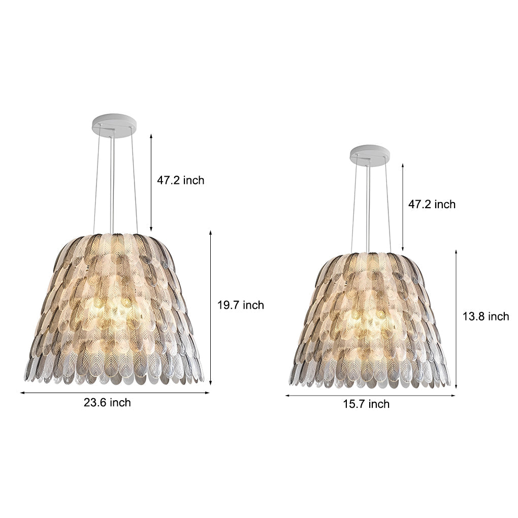 Contemporary White Acrylic Feather Chandelier Light for Living Room