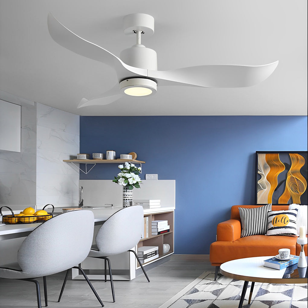 Nordic Style Silent 3-Blade LED Ceiling Fan with Remote for Living Room
