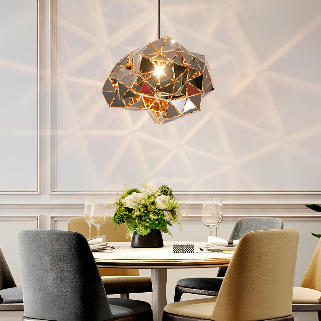 Post-Modern Irregular Stainless Steel Hollow Chandelier for Living Room