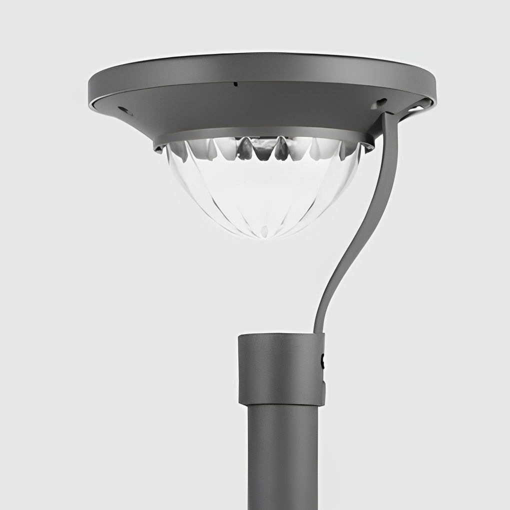 Contemporary Half-Sphere Solar LED Outdoor Lawn Light in Black Metal