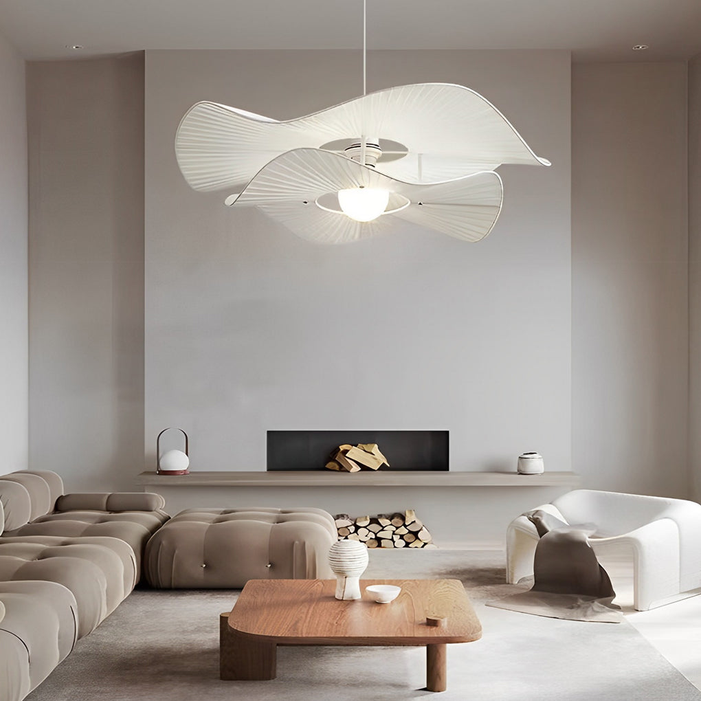 Elegant Pleated Fabric Floral Ceiling Light Fixture for Living Room