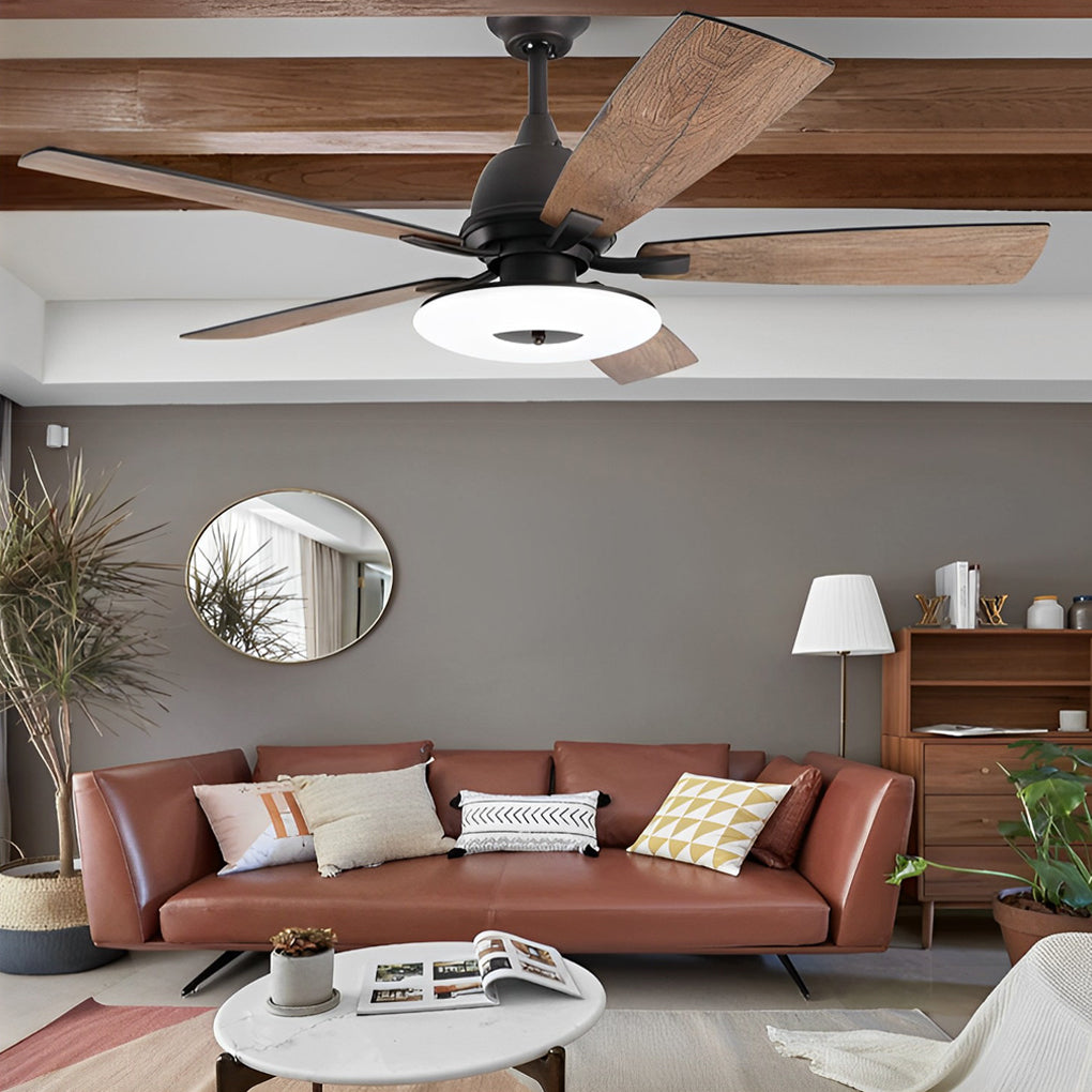 Dimmable 5-Blade Nordic Style LED Ceiling Fan with Remote Control for Bedroom
