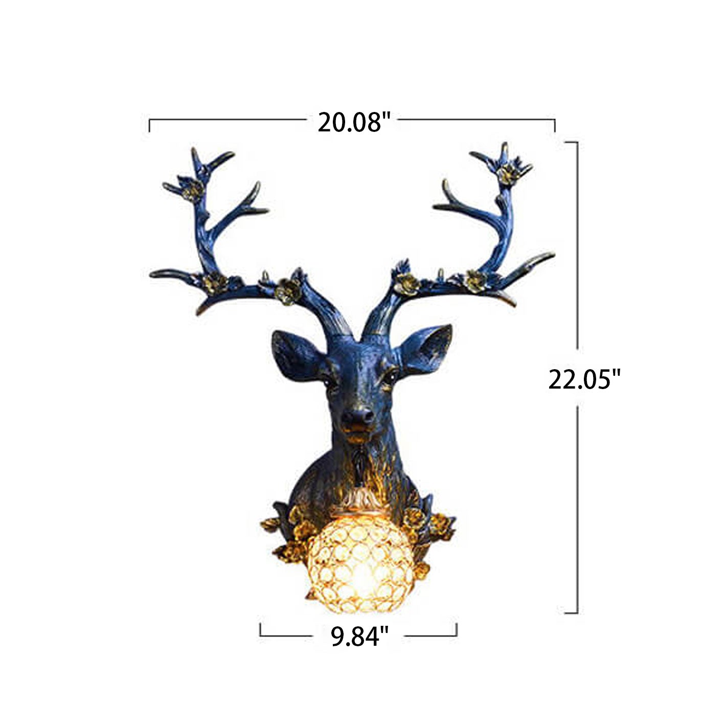Rustic Brown Resin Deer Head Wall Sconce Light for Cabin Living Room