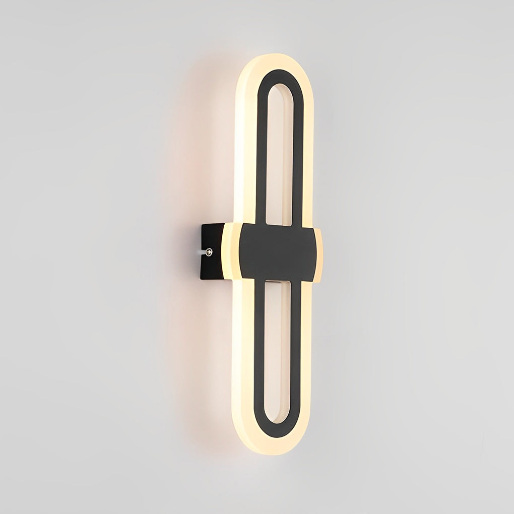 Modern White LED Rounded Rectangular Wall Sconce for Living Room