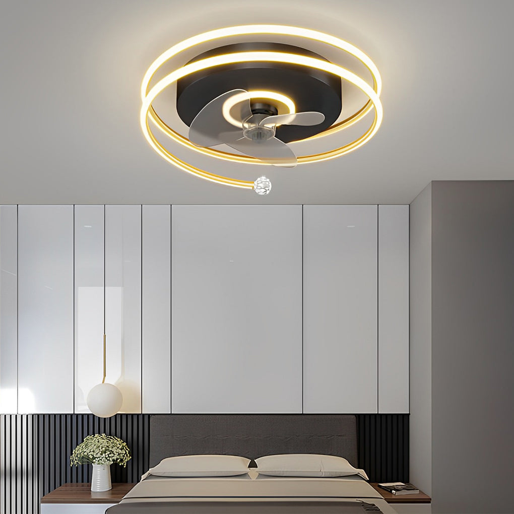 Modern White Bladeless LED Ceiling Fan Light for Living Room, Bedroom