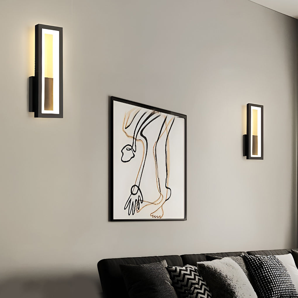 Sleek Rectangular White LED Wall Sconce Fixture for Modern Living Spaces