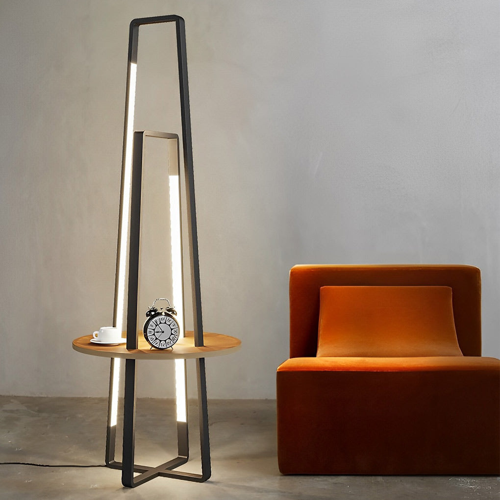 Stylish 63-Inch Black Metal LED Floor Lamp with Tray for Living Room