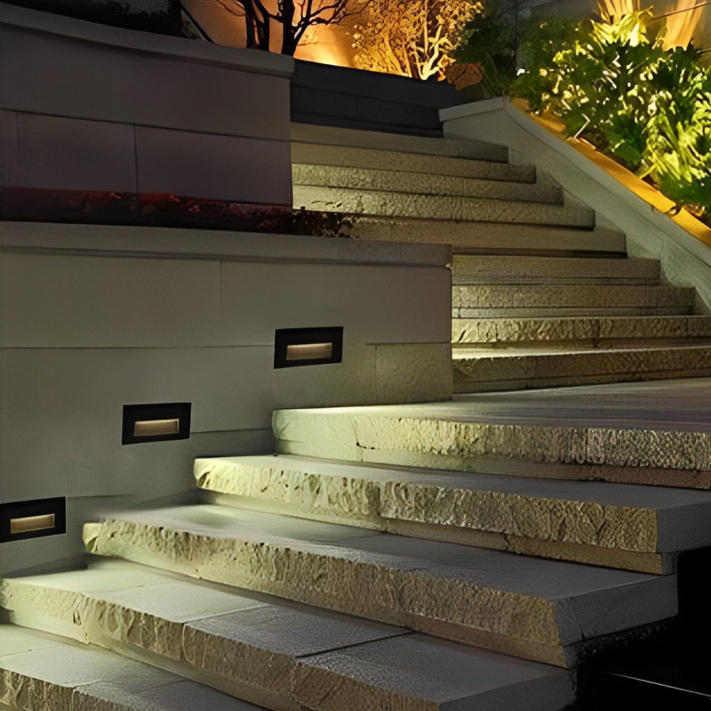 Sleek Aluminum Wall Recessed LED Step Lights - Modern Design for Hallways