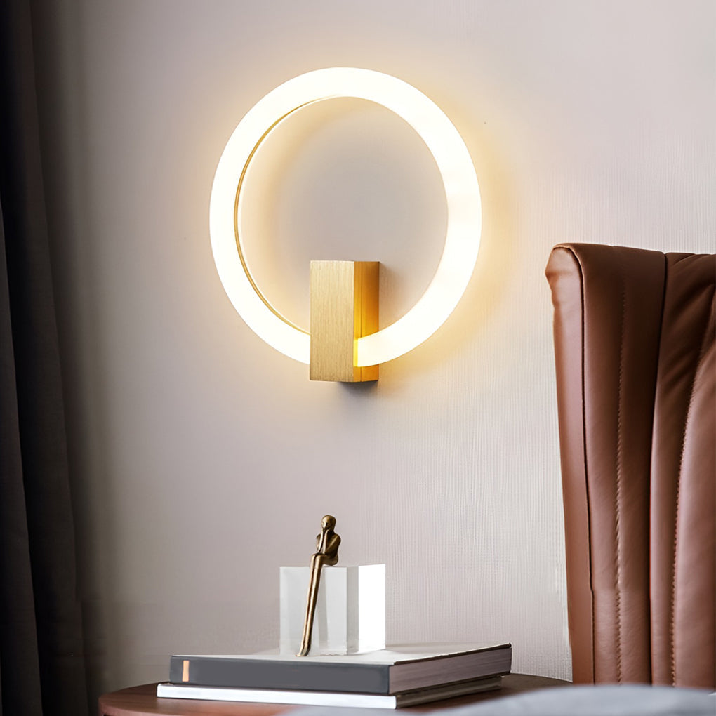 Modern Circle Dimmable LED Wall Sconce Light Fixture for Bedroom Decor