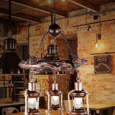 Rustic Vintage Nautical Metal Lantern Chandelier for Dining Room Decor
