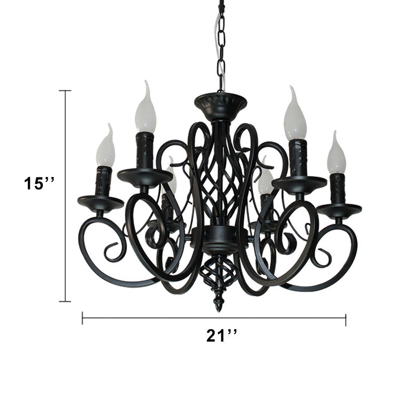 Elegant European Wrought Iron 6/8-Light Candle Chandelier for Dining Room