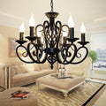 Elegant European Wrought Iron 6/8-Light Candle Chandelier for Dining Room