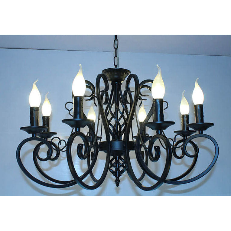 Elegant European Wrought Iron 6/8-Light Candle Chandelier for Dining Room