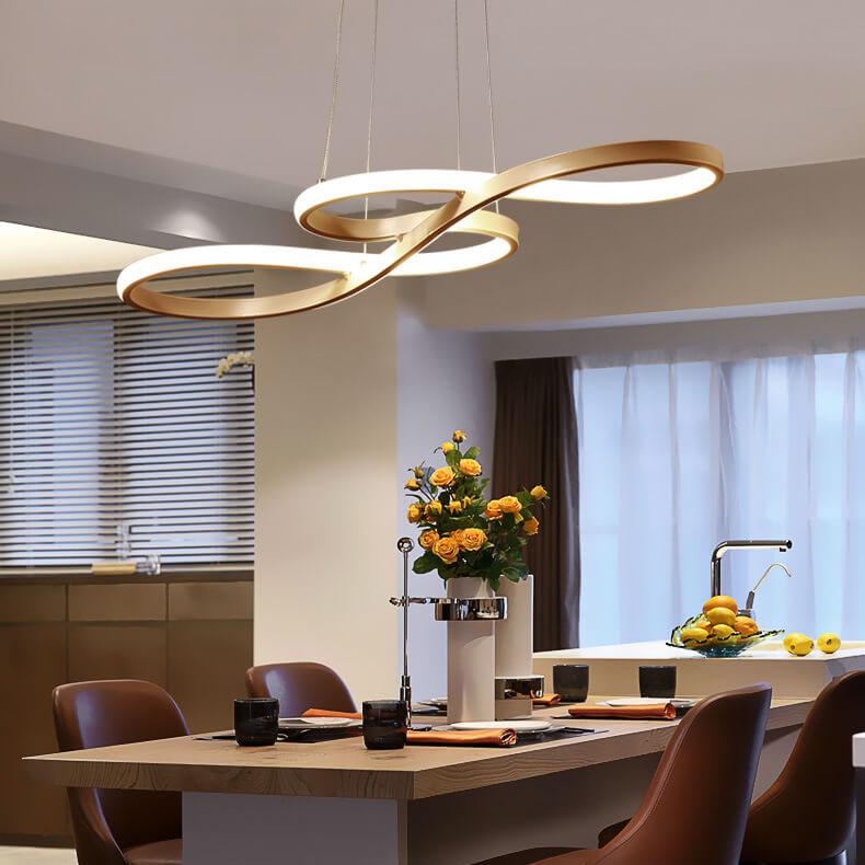 Contemporary Silver Double-Sided Twist LED Chandelier for Living Room