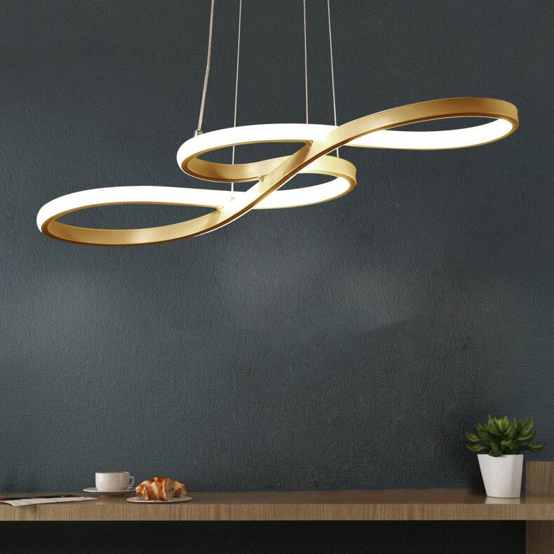 Contemporary Silver Double-Sided Twist LED Chandelier for Living Room