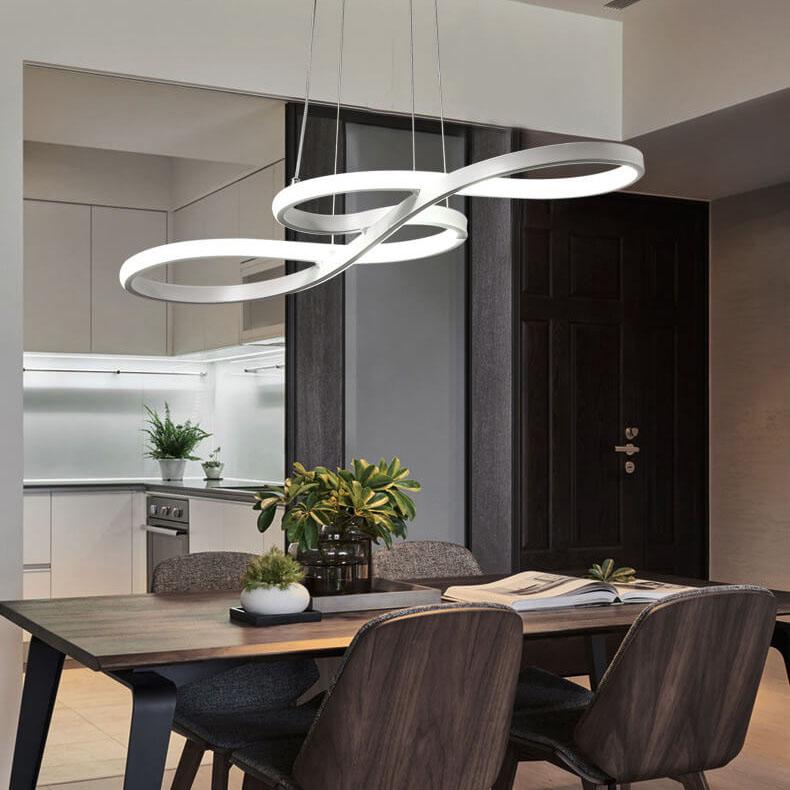 Contemporary Silver Double-Sided Twist LED Chandelier for Living Room