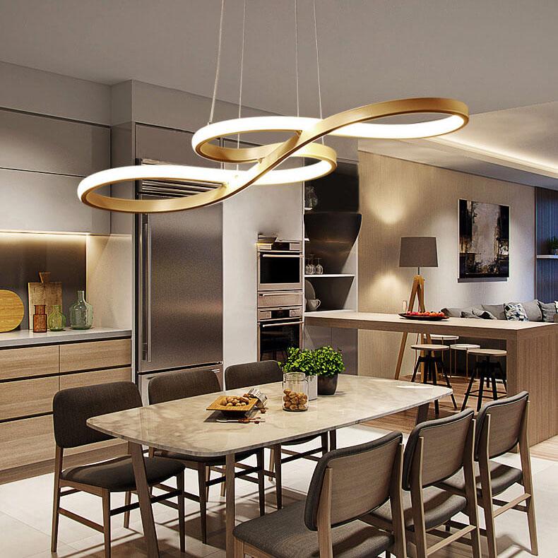 Contemporary Silver Double-Sided Twist LED Chandelier for Living Room