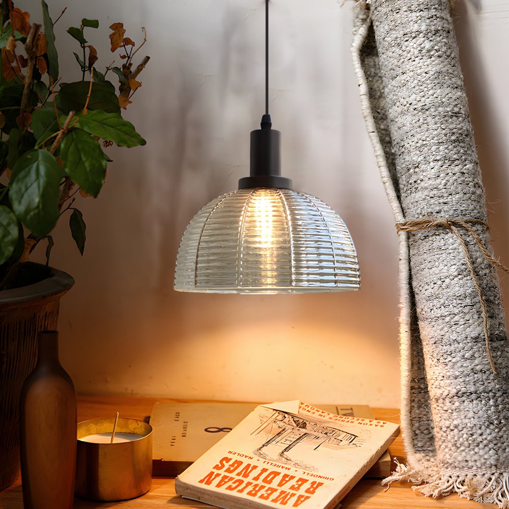 Antique-Style 1-Light Glass Dome Pendant Light for Entryway & Dining