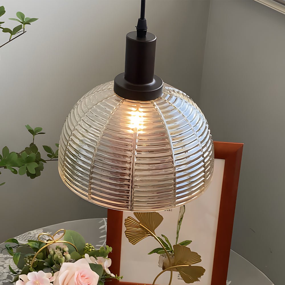 Antique-Style 1-Light Glass Dome Pendant Light for Entryway & Dining