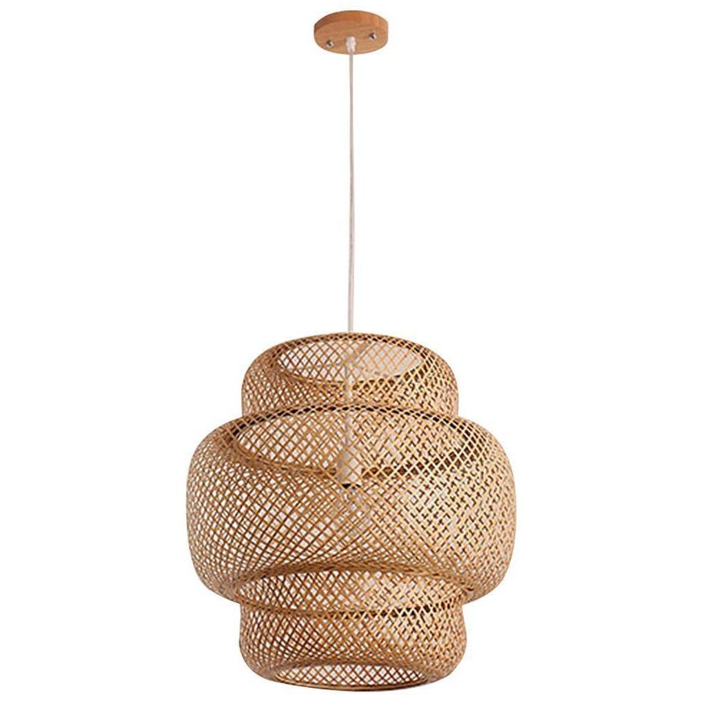Rustic 3-Tier Bamboo Woven Pendant Light Fixture for Living Room✨