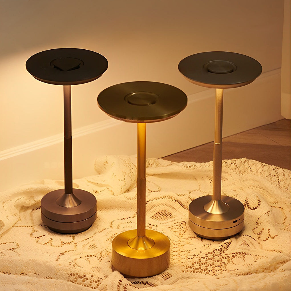 Modern Silver Plated Metal Cordless UFO Alien Table Lamp for Home Decor