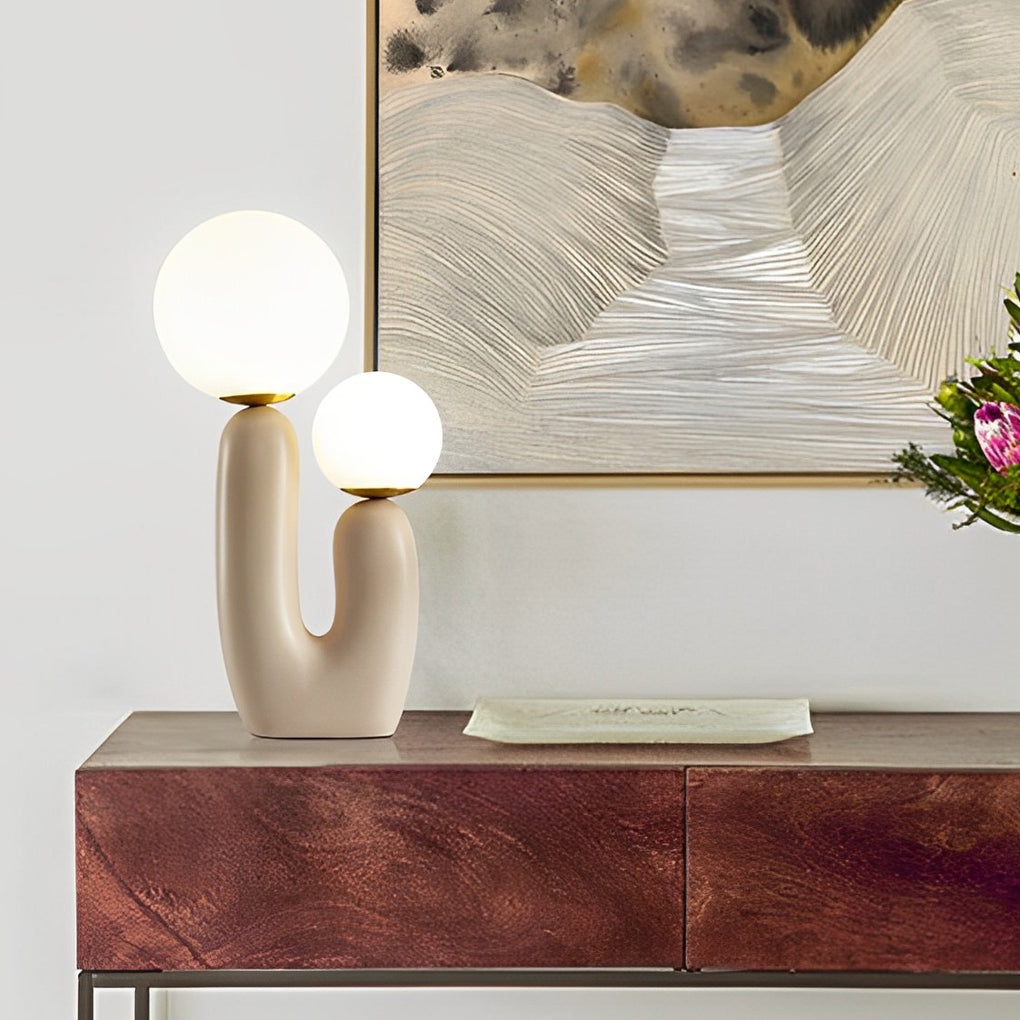 Beige Cactus LED Table Lamp – Modern Accent Lighting for Living Room