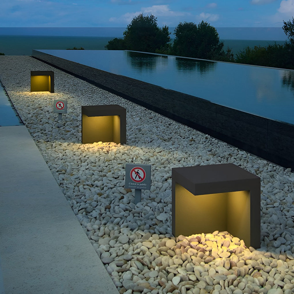 Modern Gray LED Half-Cut Rectangular Outdoor Path Light - IP54 Waterproof