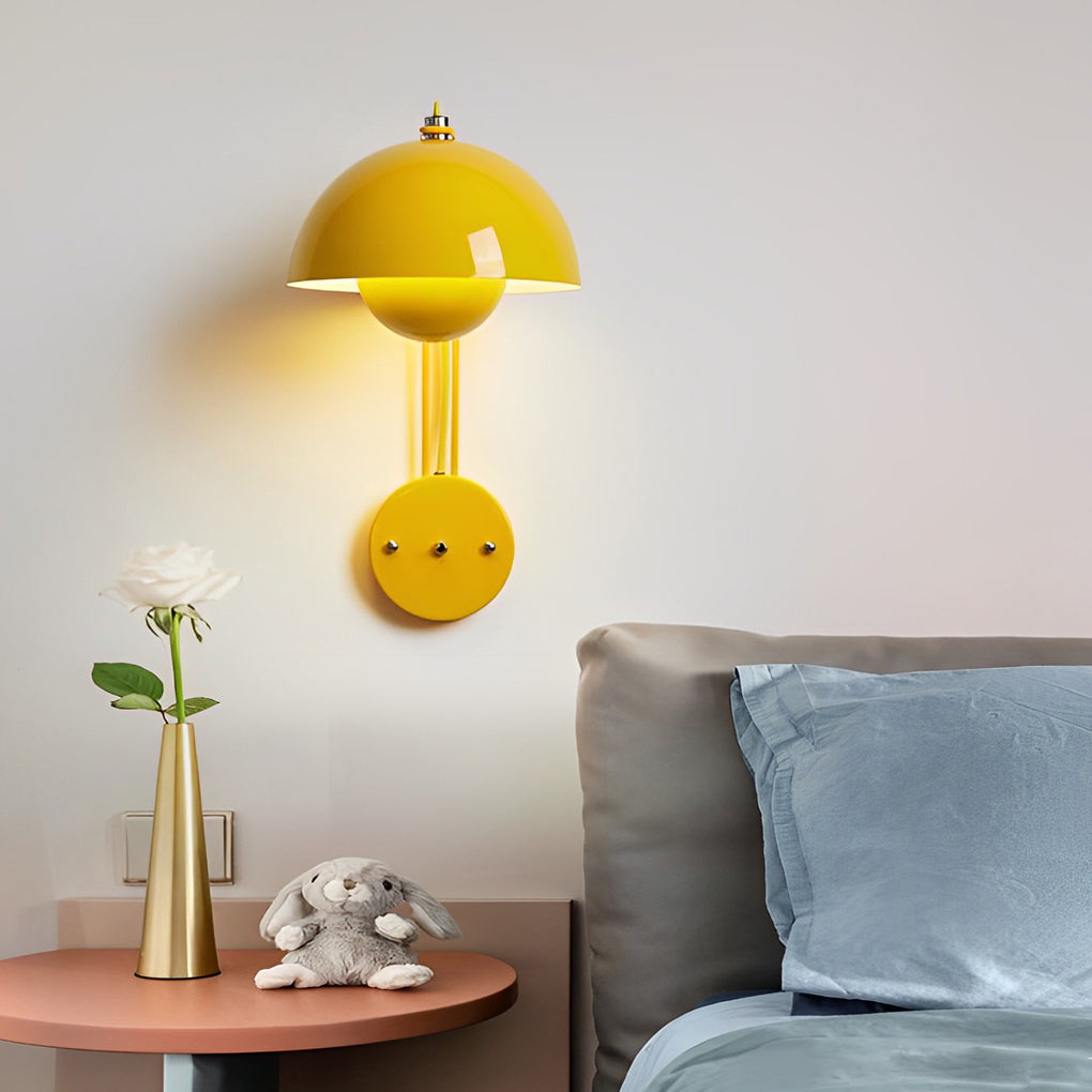 Nordic White Circular Three-Step Dimming Round Wall Sconce for Living Room