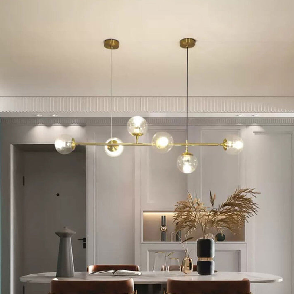 Elegant Modern Minimalist 6-Light Glass Globe Chandelier for Dining Room
