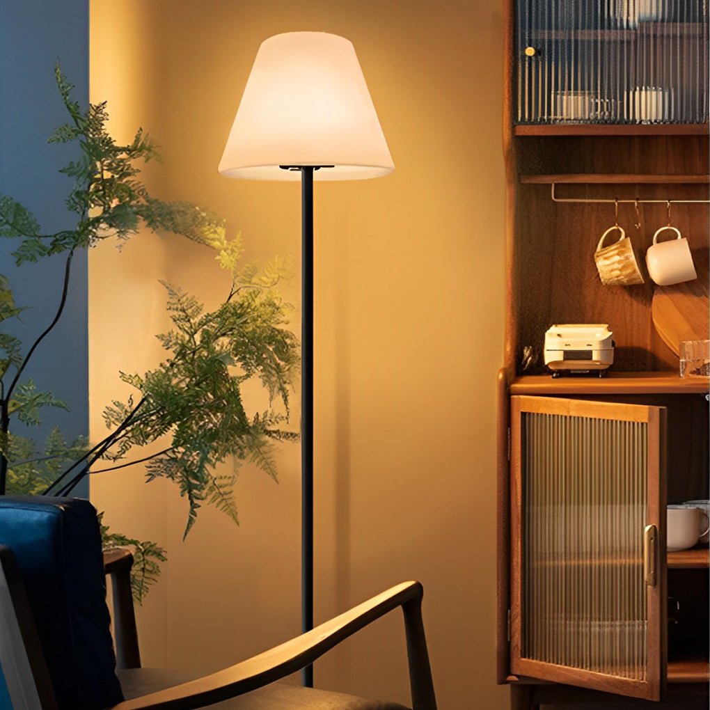 Contemporary Black Metal LED Floor Lamp with Adjustable Shade for Living Room