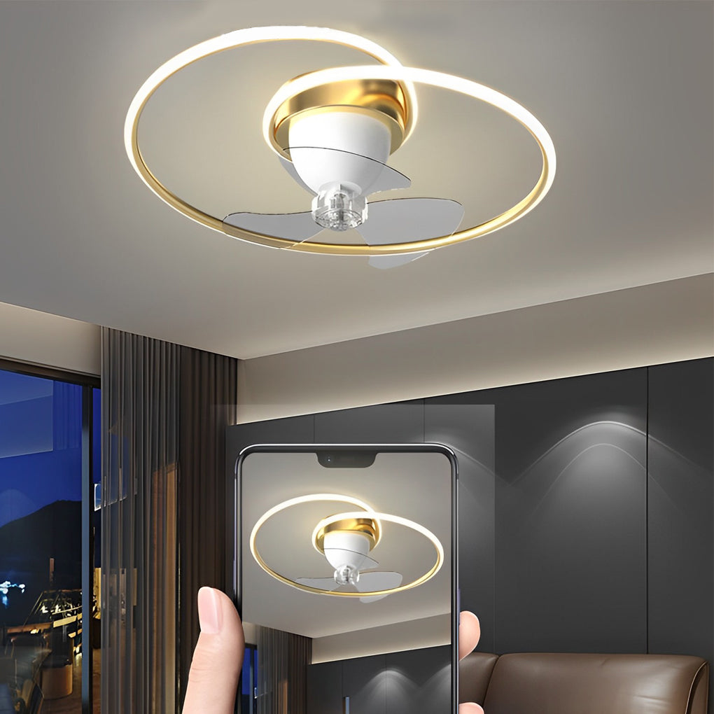 Modern White LED Ceiling Fan Light with 360° Rotation & Dimming