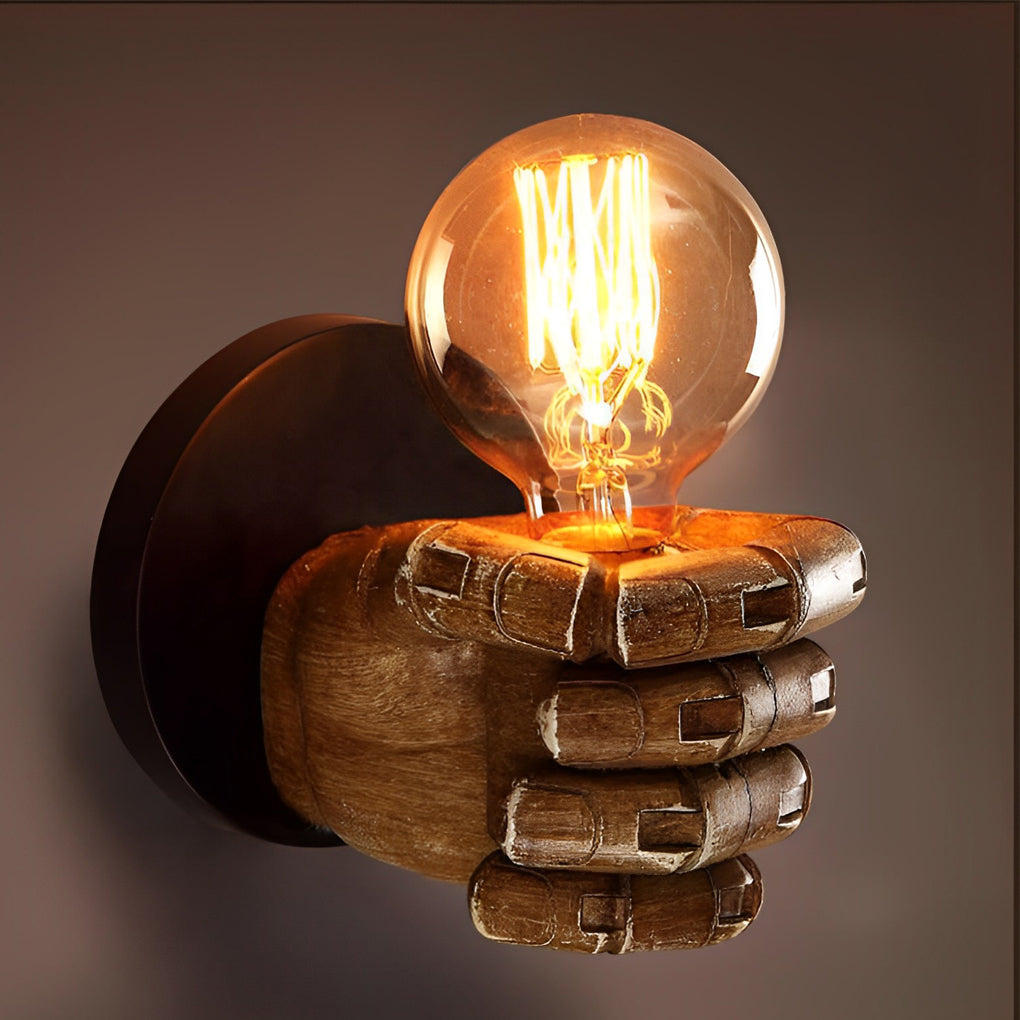 Retro Industrial Resin Hand Fist Wall Sconce Light Fixture for Home Decor