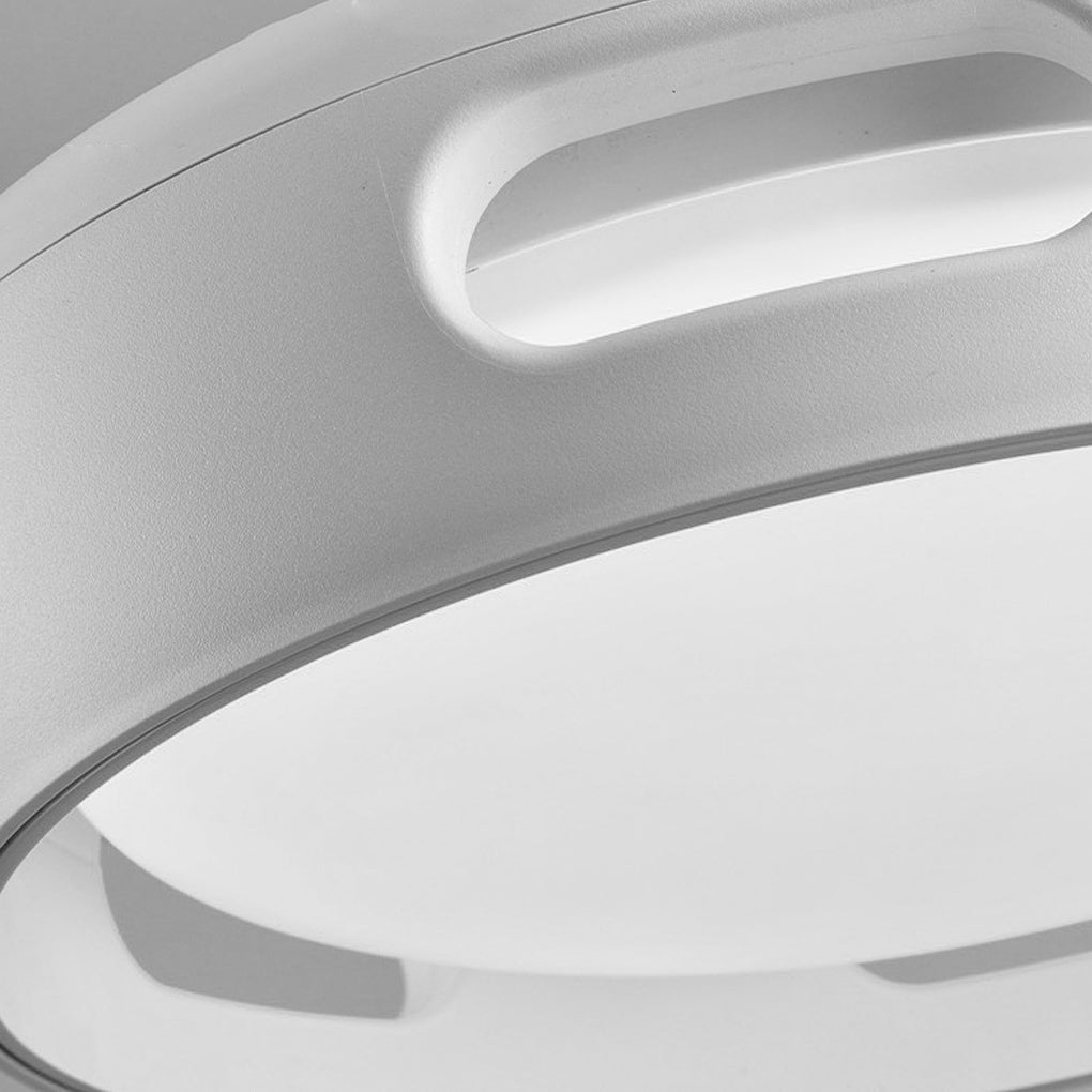 Contemporary White Bladeless Ceiling Fan with Stepless Dimming for Home