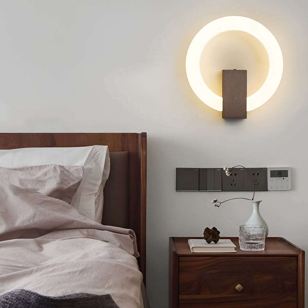 Modern Circle Dimmable LED Wall Sconce Light Fixture for Bedroom Decor