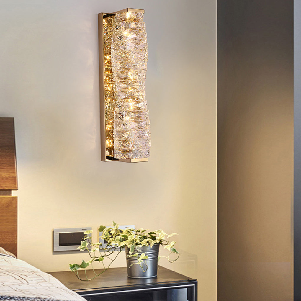 Modern Crystal LED Wall Sconce Light with Three Dimming Levels for Living Room