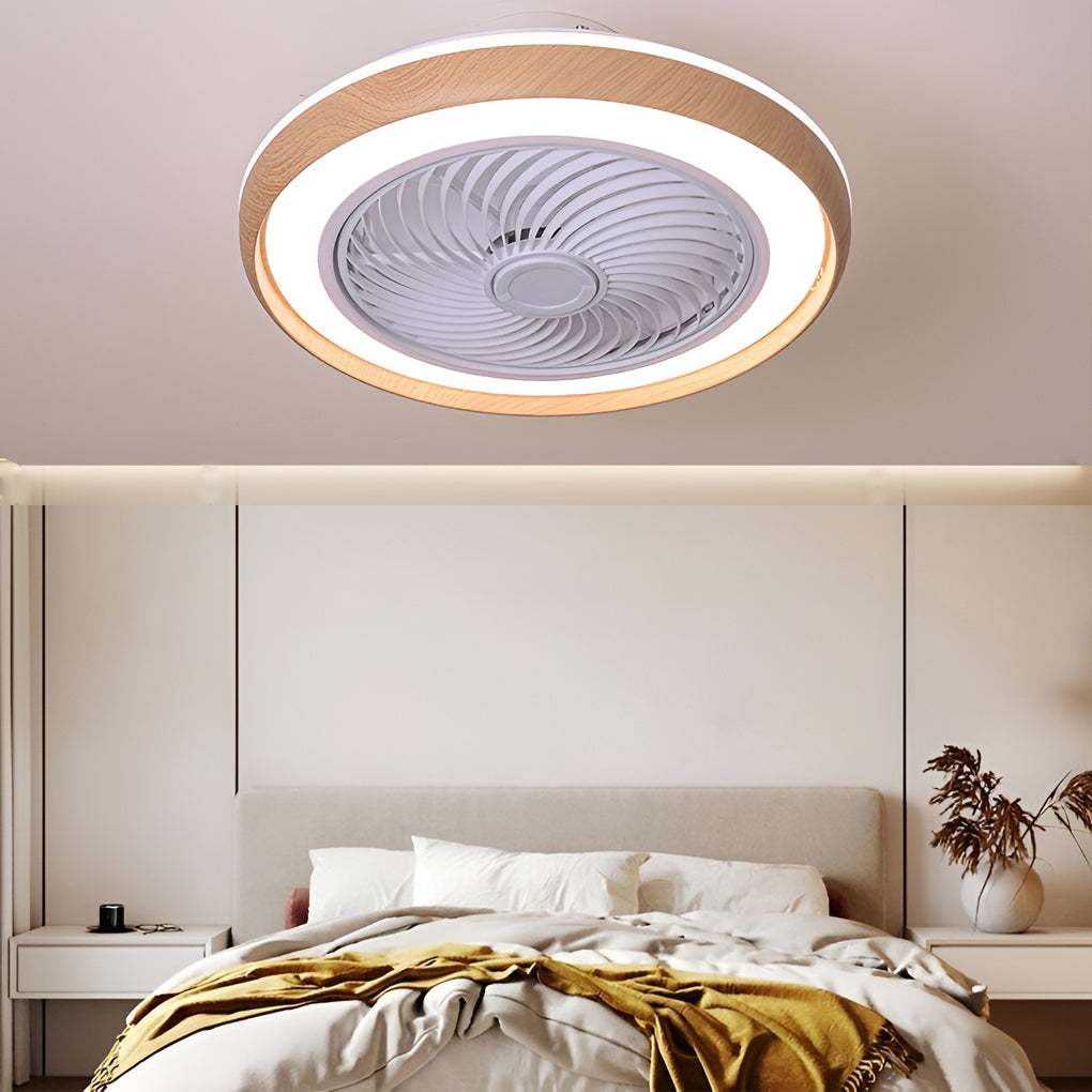 Sleek White Ultra-Thin LED Bladeless Ceiling Fan with Remote for Home